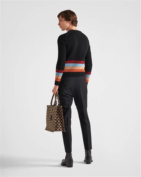 prada woolen trousers men|Prada black trousers.